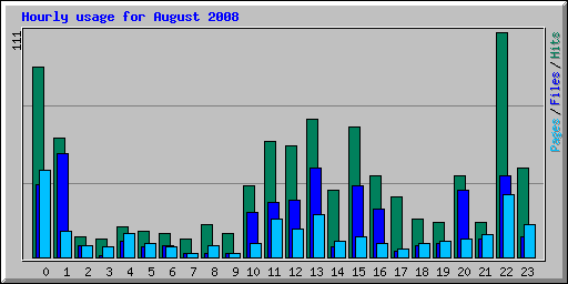 Hourly usage for August 2008